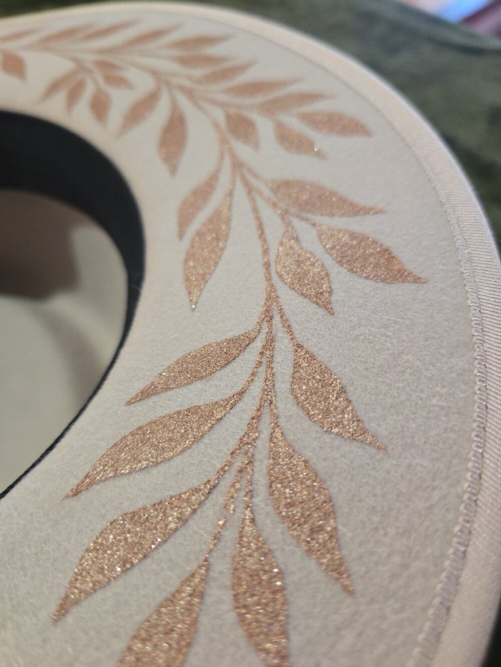 Luna Bloom Hand-Painted Rancher Hat Blush Pink Rose Gold Leaf Wide Brim OS - Picture 6 of 6